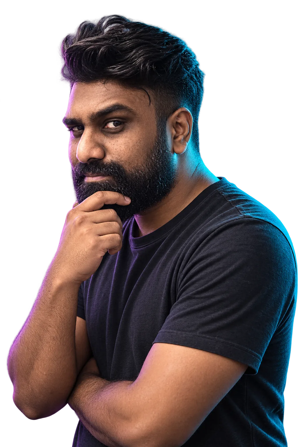 TGN host in a thoughtful pose