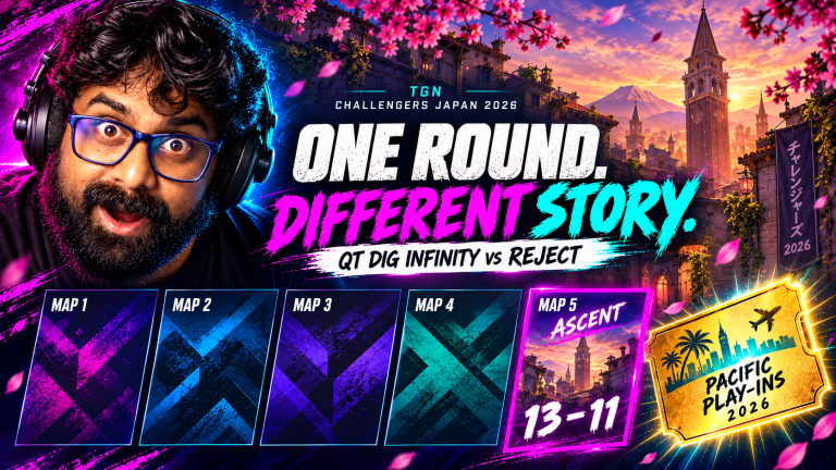 TGN host reacts to five illustrated map cards, the deciding Ascent 13–11 result, and QT DIG infinity's Pacific play-in ticket.