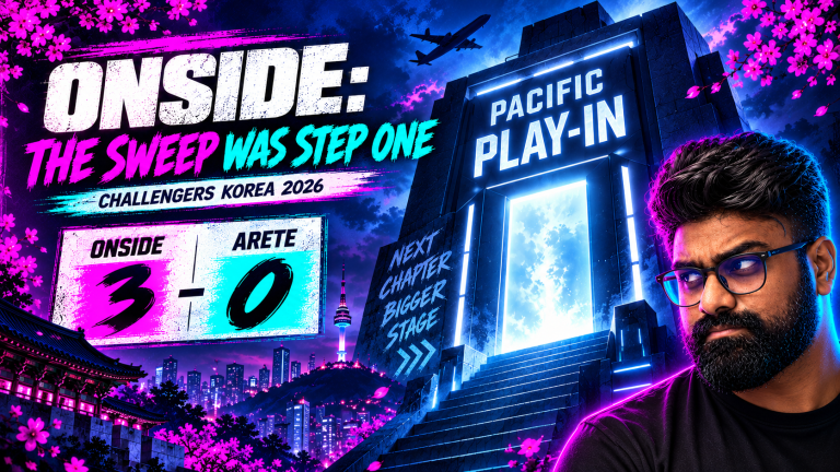 TGN host weighs ONSIDE's 3–0 final against ARETE against the next test at a glowing Pacific play-in gate.