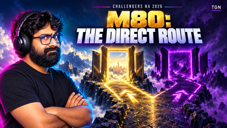 TGN host studies a gold direct path and violet last-chance path after M80's Challengers NA final.