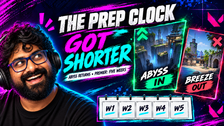 TGN host looks toward Abyss-in and Breeze-out map cards above a five-week Premier calendar.