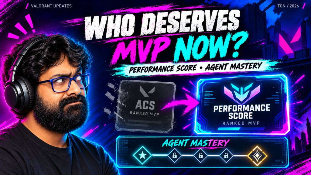TGN host examines an illustrated ranked-results dashboard contrasting ACS with Performance Score and an Agent Mastery path.